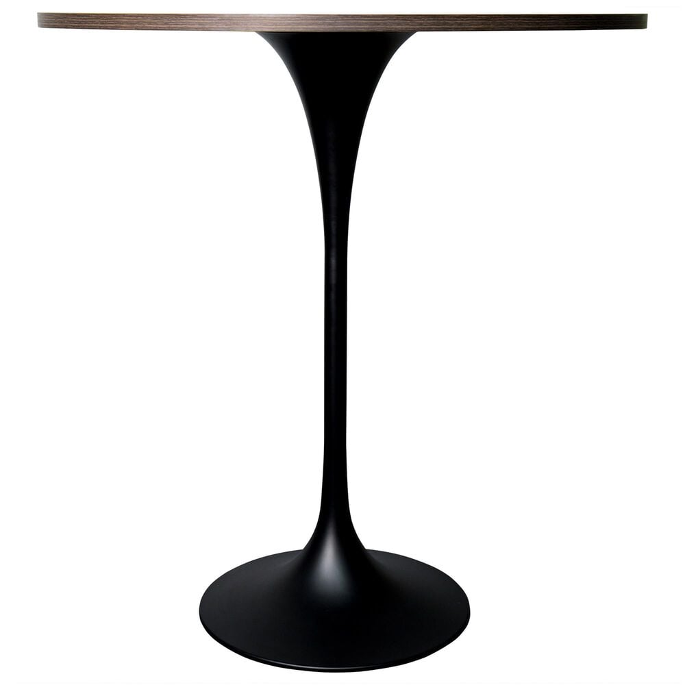 Leisuremod LeisureMod Verve Collection Modern Bar Height Table Black Base with 36 Round Dark Walnut MDF Top, , large