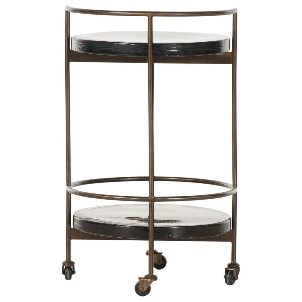 Four Hands Mira Bar Cart-Smoked Brown Cast Glass, , large