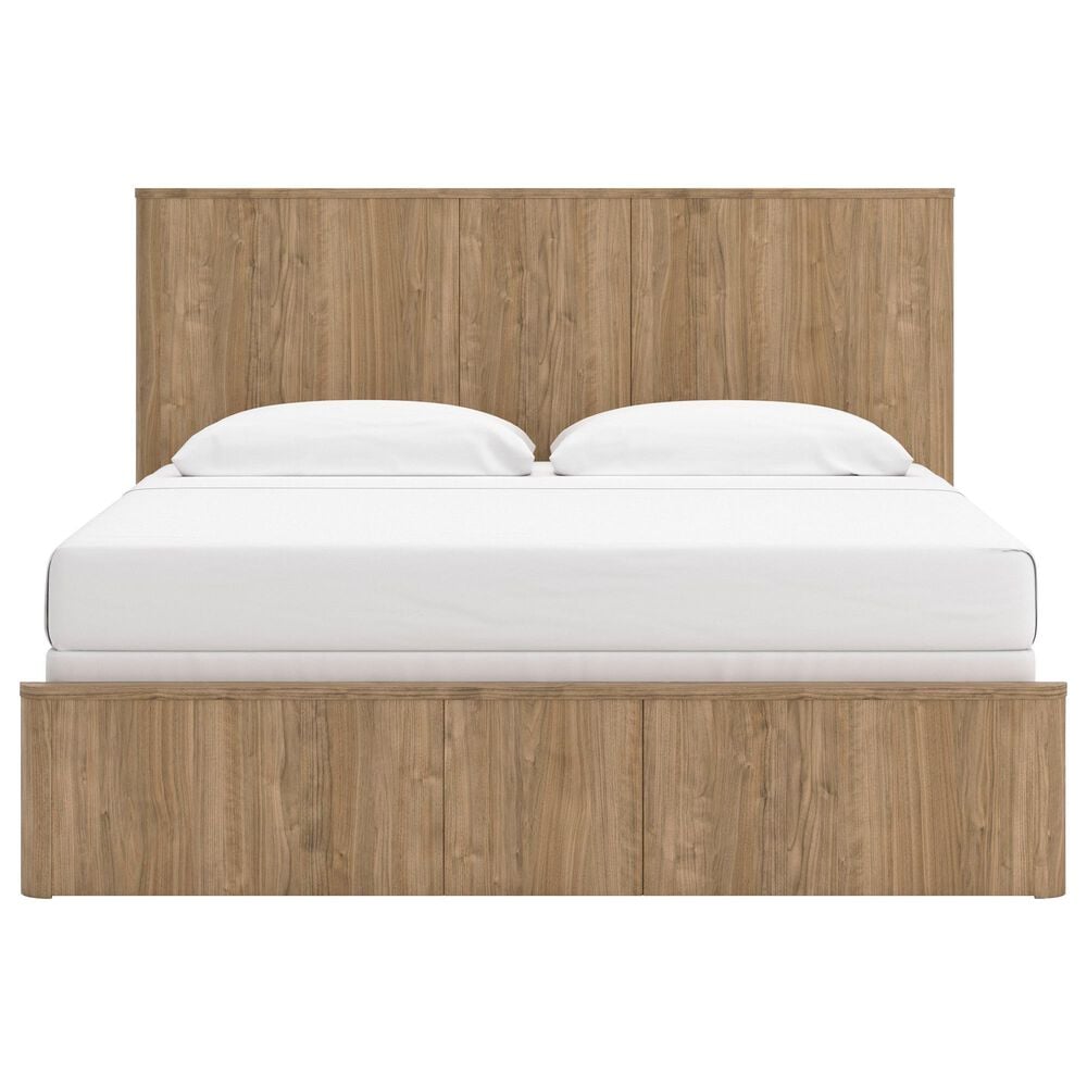 Ashley Gramburg 4 Piece King Panel Bedroom Set in Warm Brown, , large