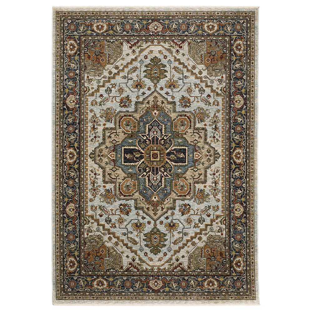Oriental Weavers Aberdeen Medallion 2"3" x 7"6" Ivory and Blue Runner, , large