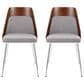 Lumisource Anabelle Side Chair with Grey Cushion in Chrome and Walnut (Set of 2), , large