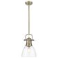 Golden Lighting Duncan 1-Light Small Pendant with Rod and Clear Shade in Aged Brass, , large