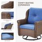 Sunwell Garden 36" Patio Swivel Glider Chair with Wicker Armrest in Navy (Set of 2), , large