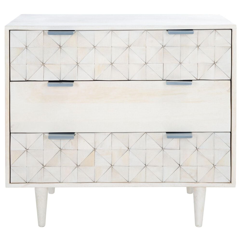Safavieh Zinnia 3 Drawer Chest in White Wash/Silver, , large