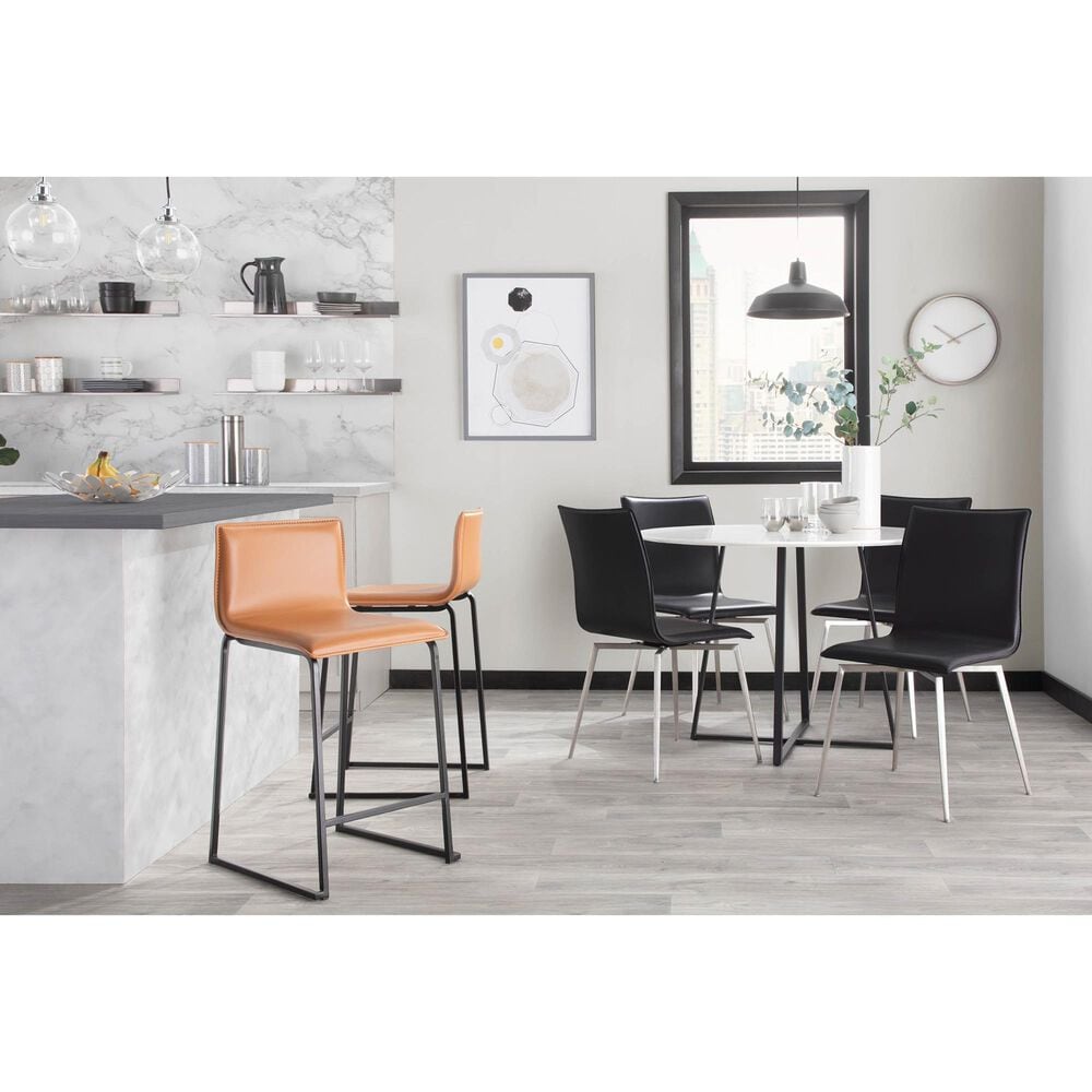 Lumisource Mason Swivel Side Chair with Black Upholstered in Brushed Stainless Steel (Set of 2), , large