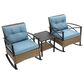 Hearth and Haven 3-Piece Outdoor Rocking Chair Set with Side Table in Blue, , large