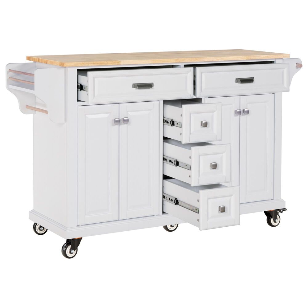 HOMLUX Kitchen Island Cart with Storage Cabinet in White, , large