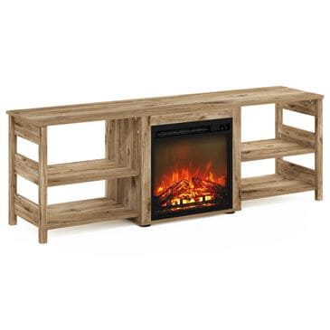 Noviland 63" Fireplace TV Stand with Storage Shelves in Flagstaff Oak, , large