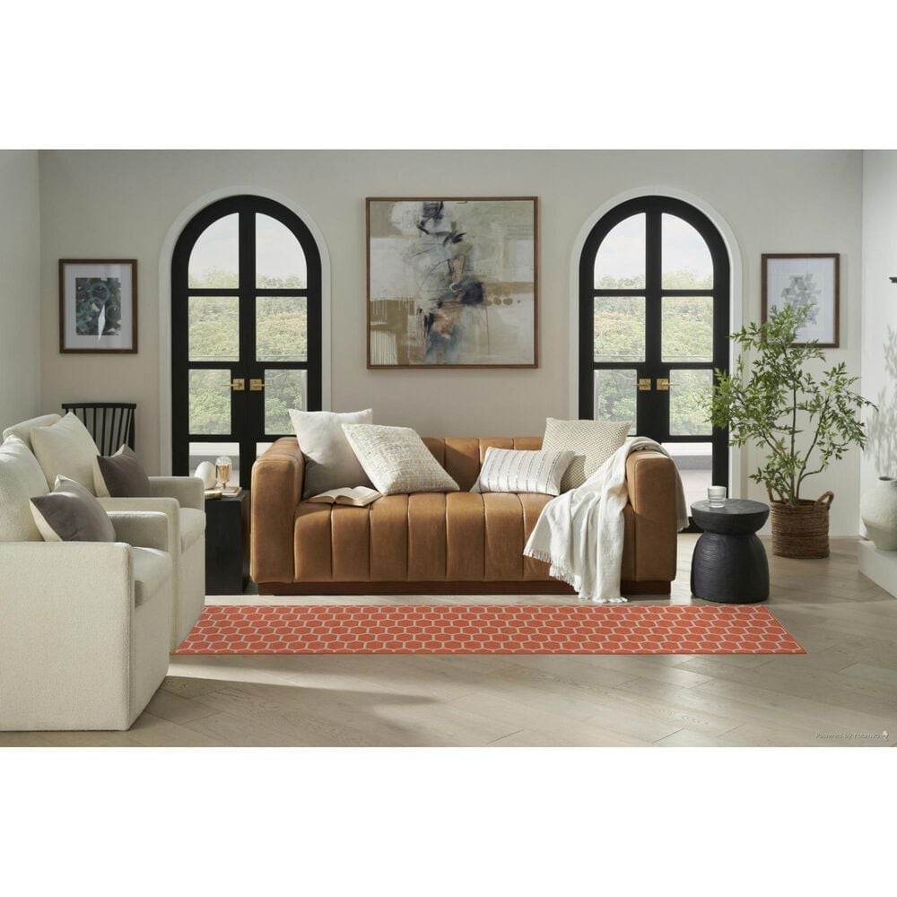 Nourison Twist Reversible 2&#39;2&quot; x 10&#39; Coral Indoor/Outdoor Runner, , large