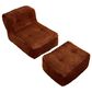 HOMLUX 2-Piece Bean Bag Chair and Ottoman in Brown, , large