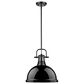 Golden Lighting Duncan 1-Light Pendant with Rod and Black Shade in Matte Black, , large