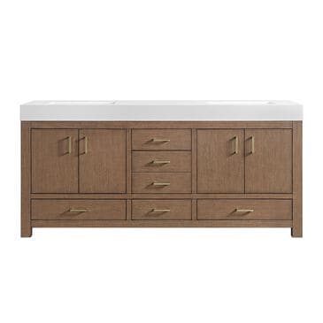 37B Alanya 72" Double Bathroom Vanity in Walnut Drift with White Composite Stone Top, , large