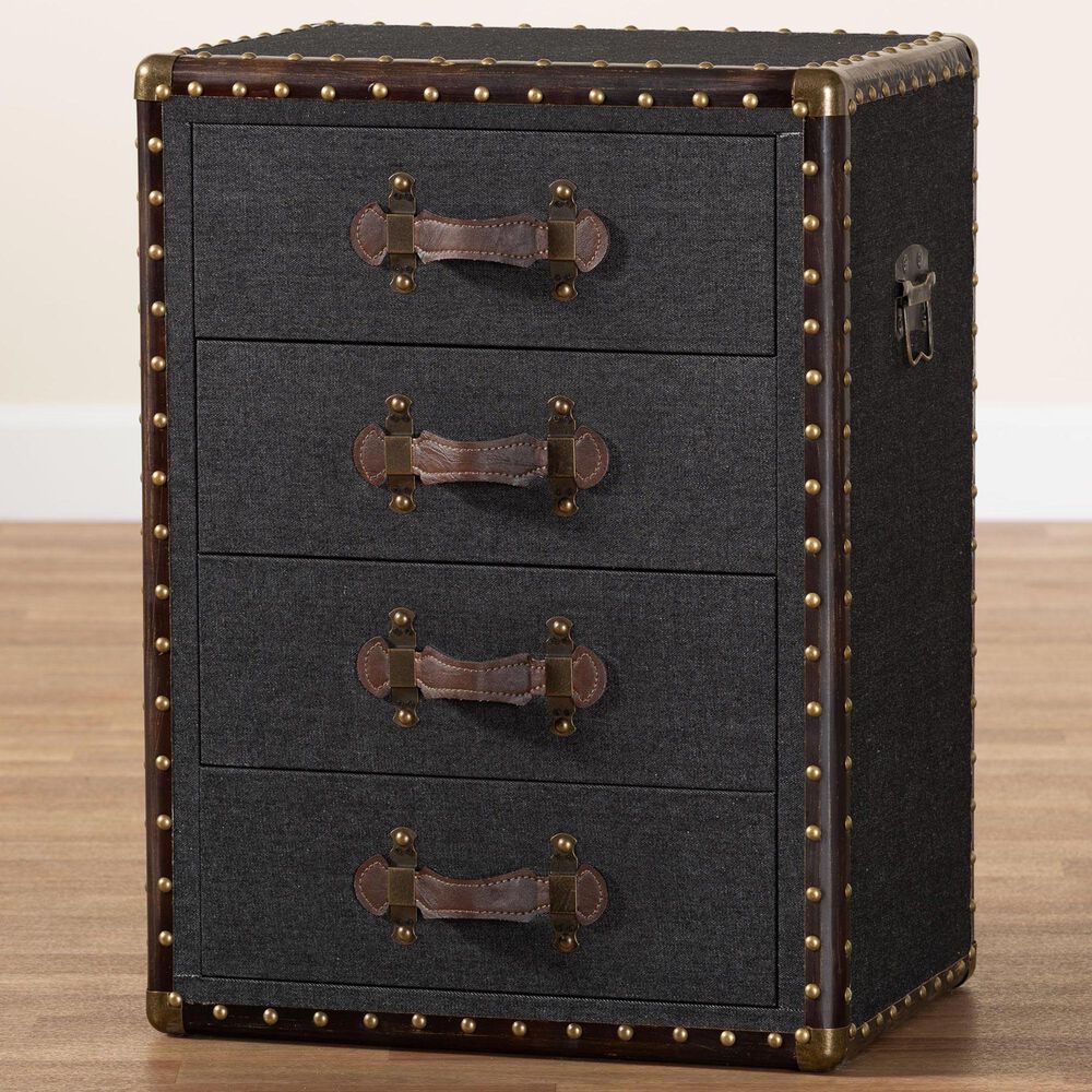 Baxton Studio Jaelyn 4-Drawer End Table in Black, , large