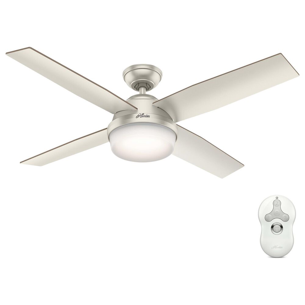 Hunter Dempsey 52" Outdoor Ceiling Fan with Lights in Matte Nickel, , large
