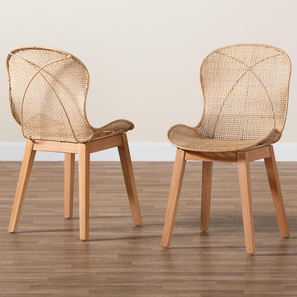 Baxton Studio Sabelle Side Chair in Natural Brown and Natural (Set of 2), , large