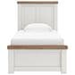 Ashley Rustic Twin Panel Bed in White and Brown, , large