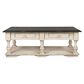 Santa Fe Rustic Coffee Table with 4 Drawers in Antique White and Grey, , large