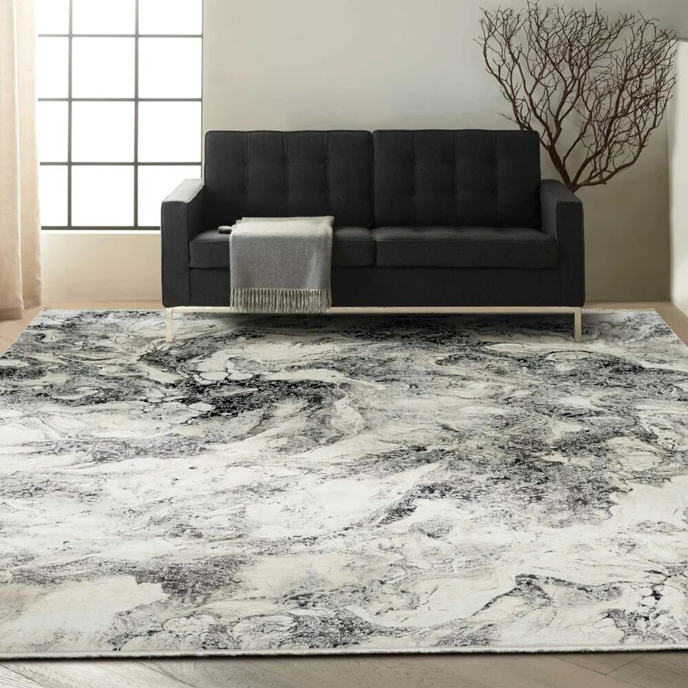 Nourison Balian 5&#39;3&quot; x 7&#39;3&quot; Silver and Black Area Rug, , large