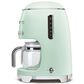 Smeg 47.34 Oz Drip Coffee Maker in Pastel Green and Polished Chrome, , large