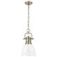Golden Lighting Duncan 1-Light Small Pendant with Chain and White Shade in Aged Brass, , large