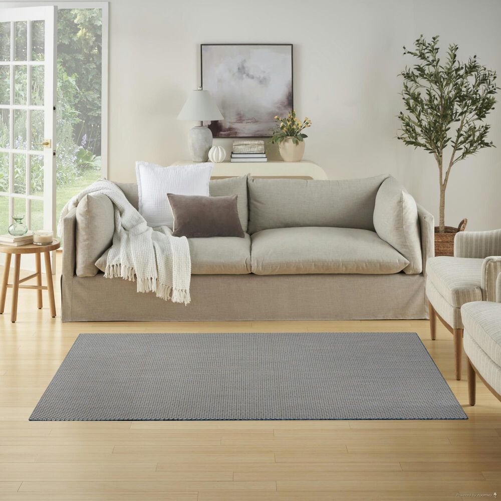 Nourison Courtyard Ivory and Blue 4&#39; x 6&#39; Indoor/Outdoor Area Rug, , large