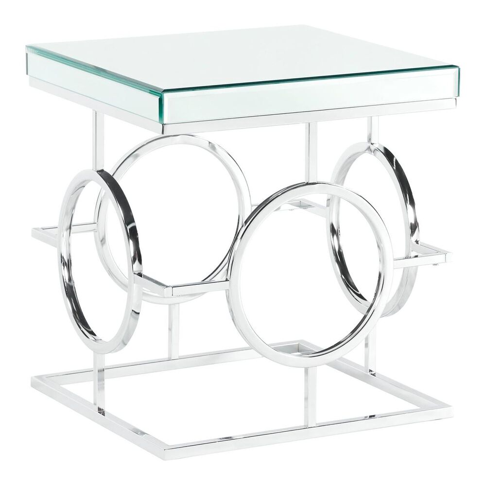 Mayberry Hill Pearl End Table in Mirror and Chrome, , large