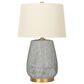 Creative Coop Oslo Textured Stoneware Table Lamp in Blue and Gold, , large