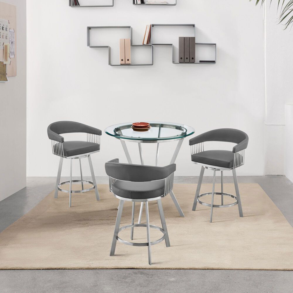 Blue River Naomi and Chelsea 4-Piece Counter Height Dining Set in Stainless Steel, , large