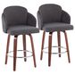 LumiSource Dahlia Swivel Counter Stool with Grey Upholstery in Walnut and Chrome (Set of 2), , large