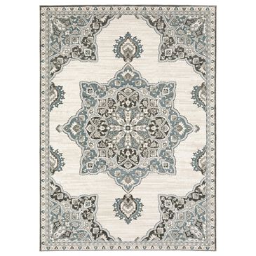 Oriental Weavers Ellington 7"10" x 10"10" Ivory and Blue Area Rug, , large
