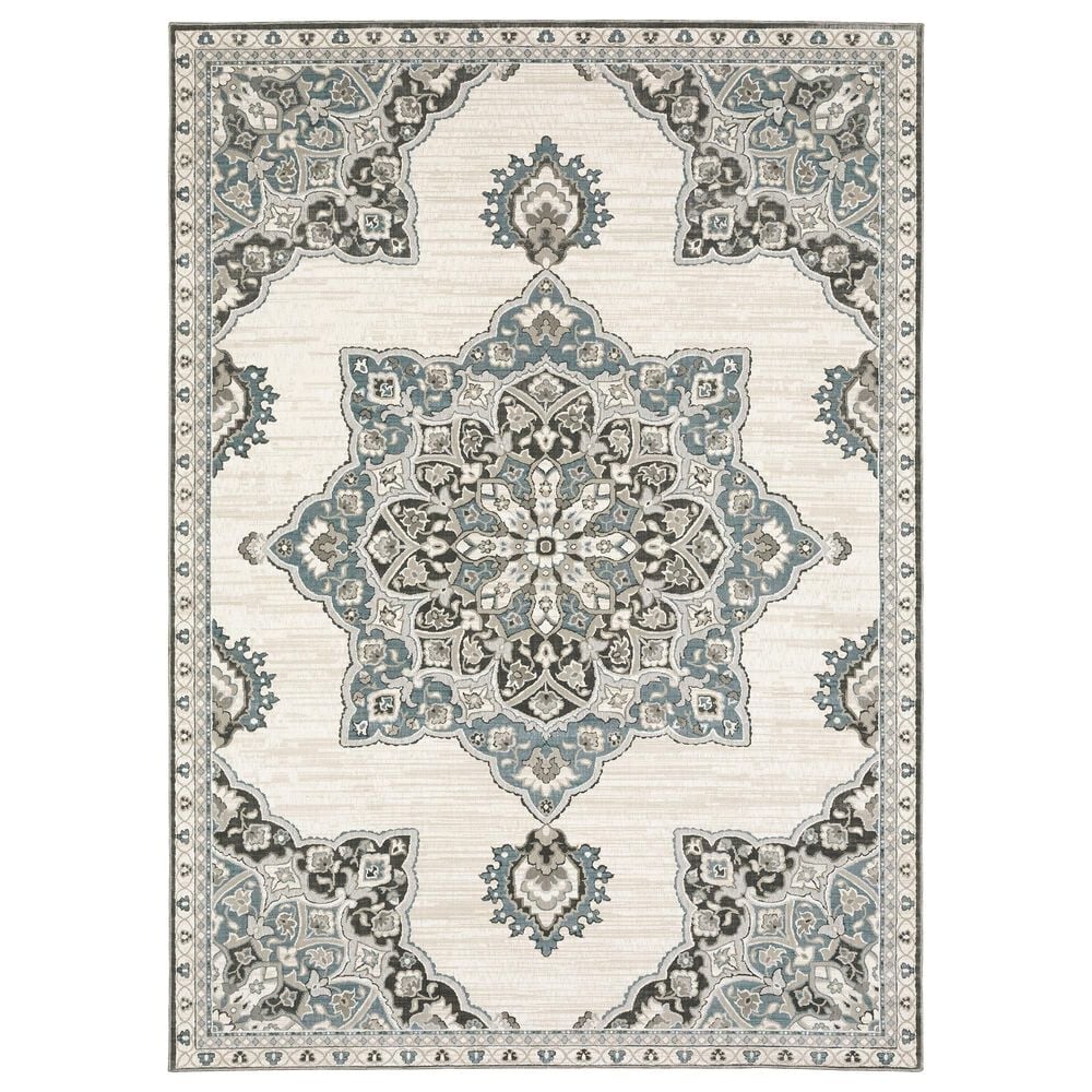 Oriental Weavers Ellington 7"10" x 10"10" Ivory and Blue Area Rug, , large