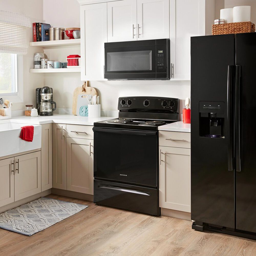 Amana 30&quot; Freestanding Electric Range with Easy-Clean Glass Door in Black, , large