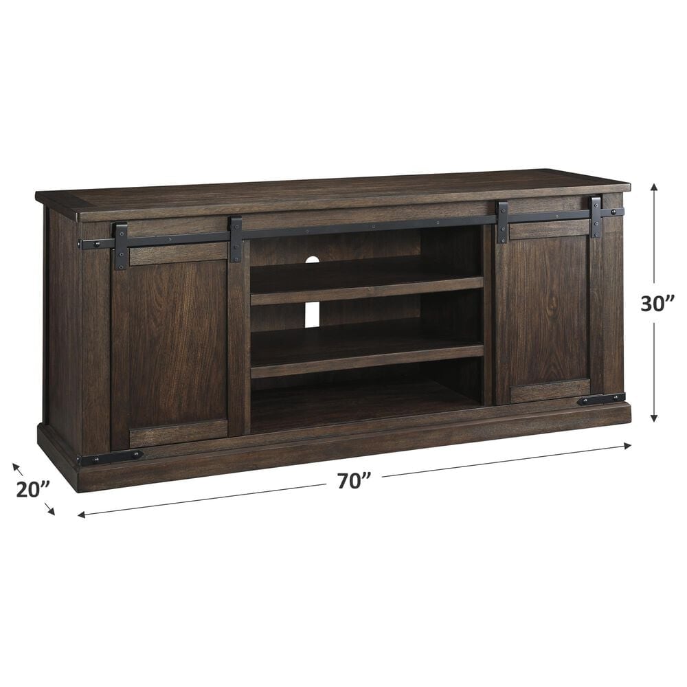 Ashley Budmore Extra Large TV Stand in Rustic Brown, , large