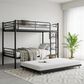 Hearth and Haven Twin Metal Bunk Bed with Trundle Ladder and Full-Length Guardrail in Black, , large