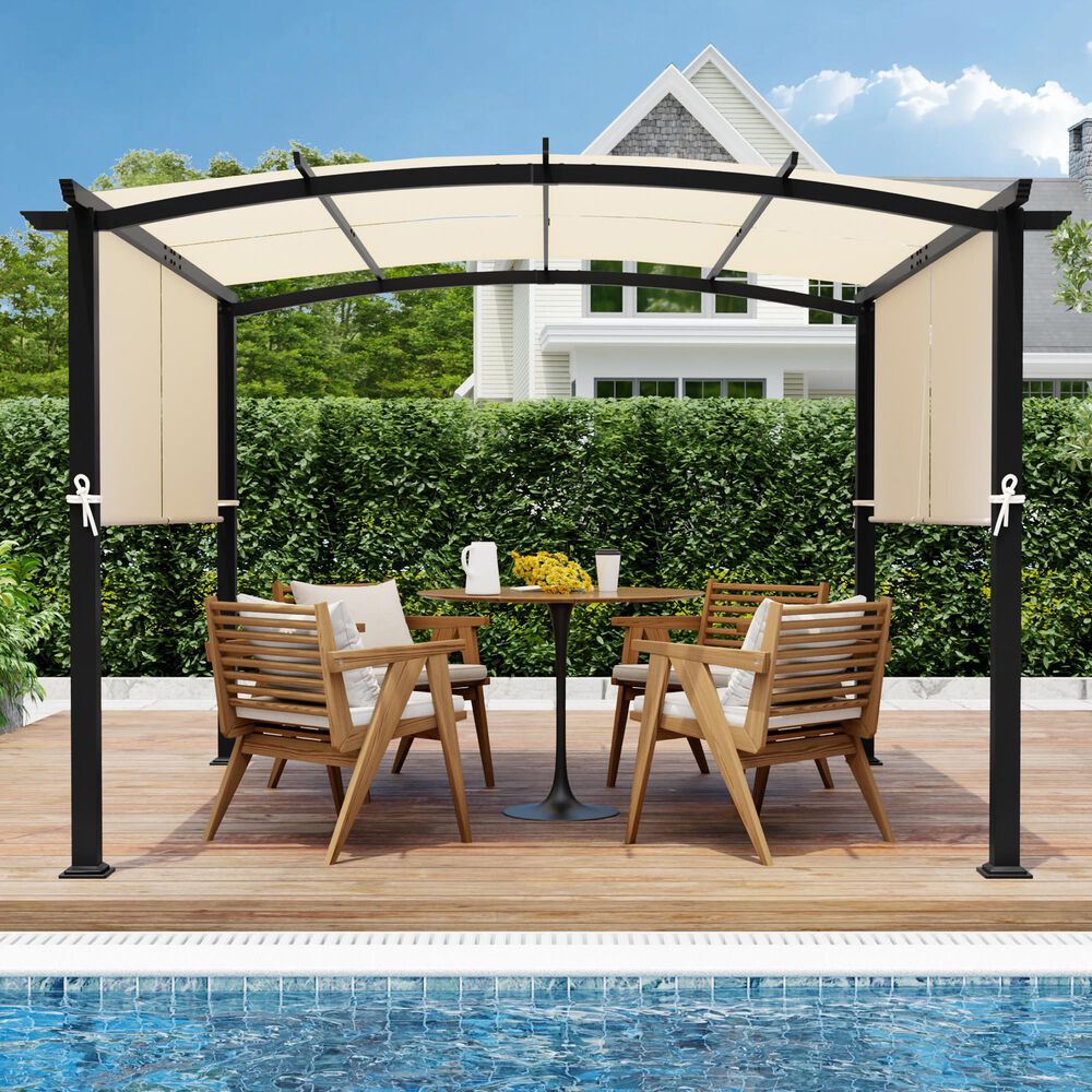 Sunwell Garden 10' x 10' Outdoor Flat/Arched Top Pergola in Beige, , large