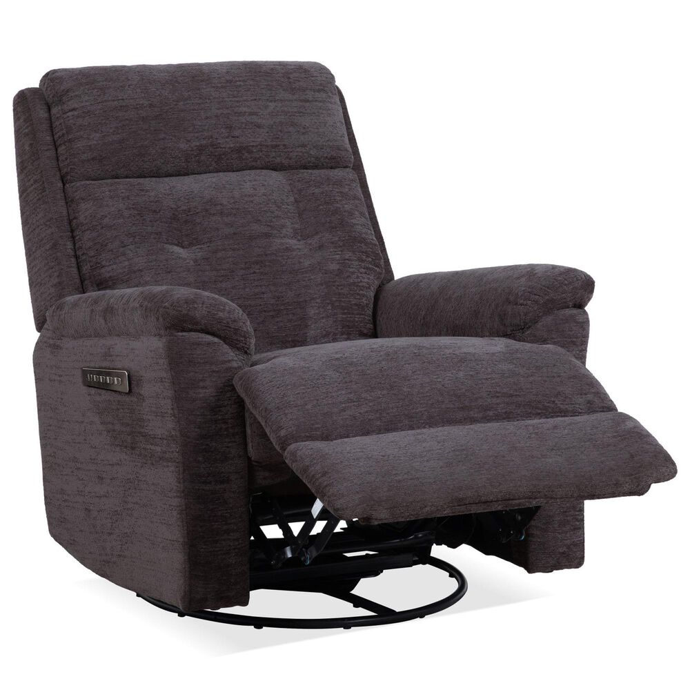 Flexsteel Sophisticated Power Swivel Gliding Recliner with Power Headrest and Lumbar in Steel, , large