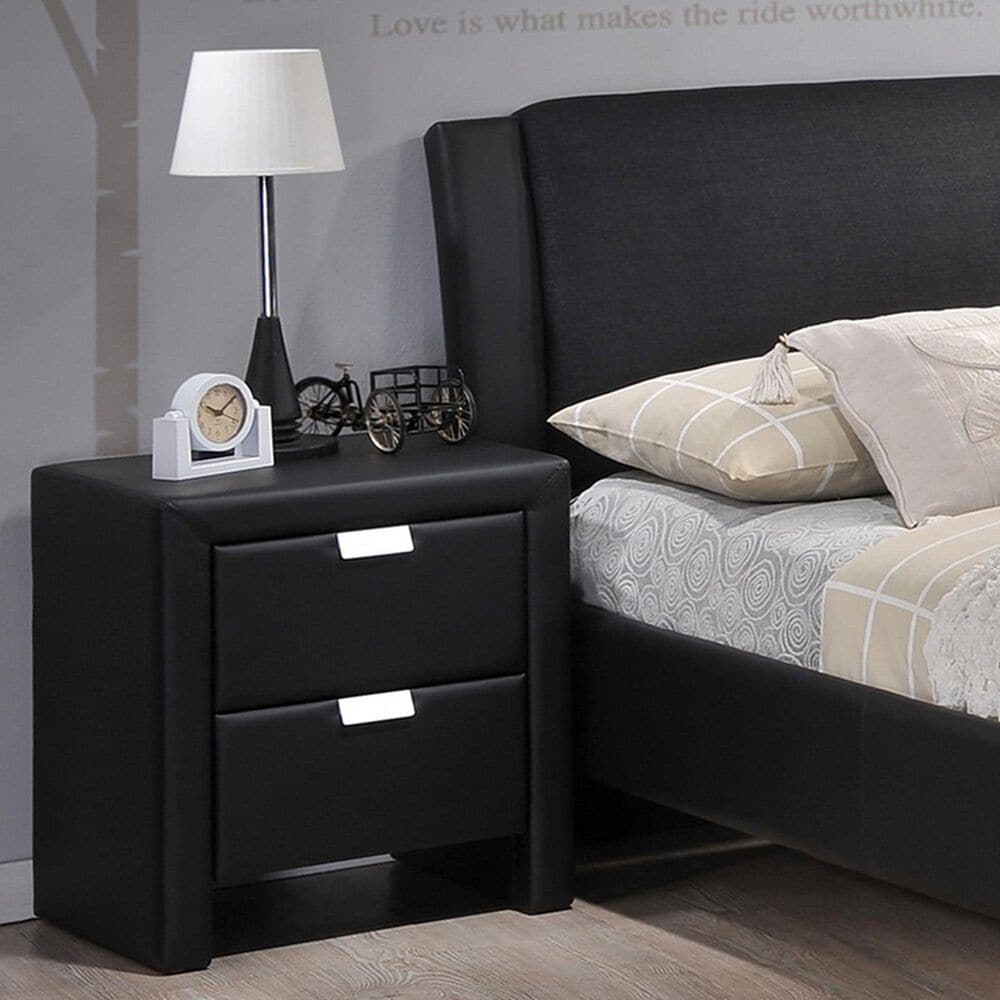 Baxton Studio Frey 2-Drawer Nightstand in Black, , large