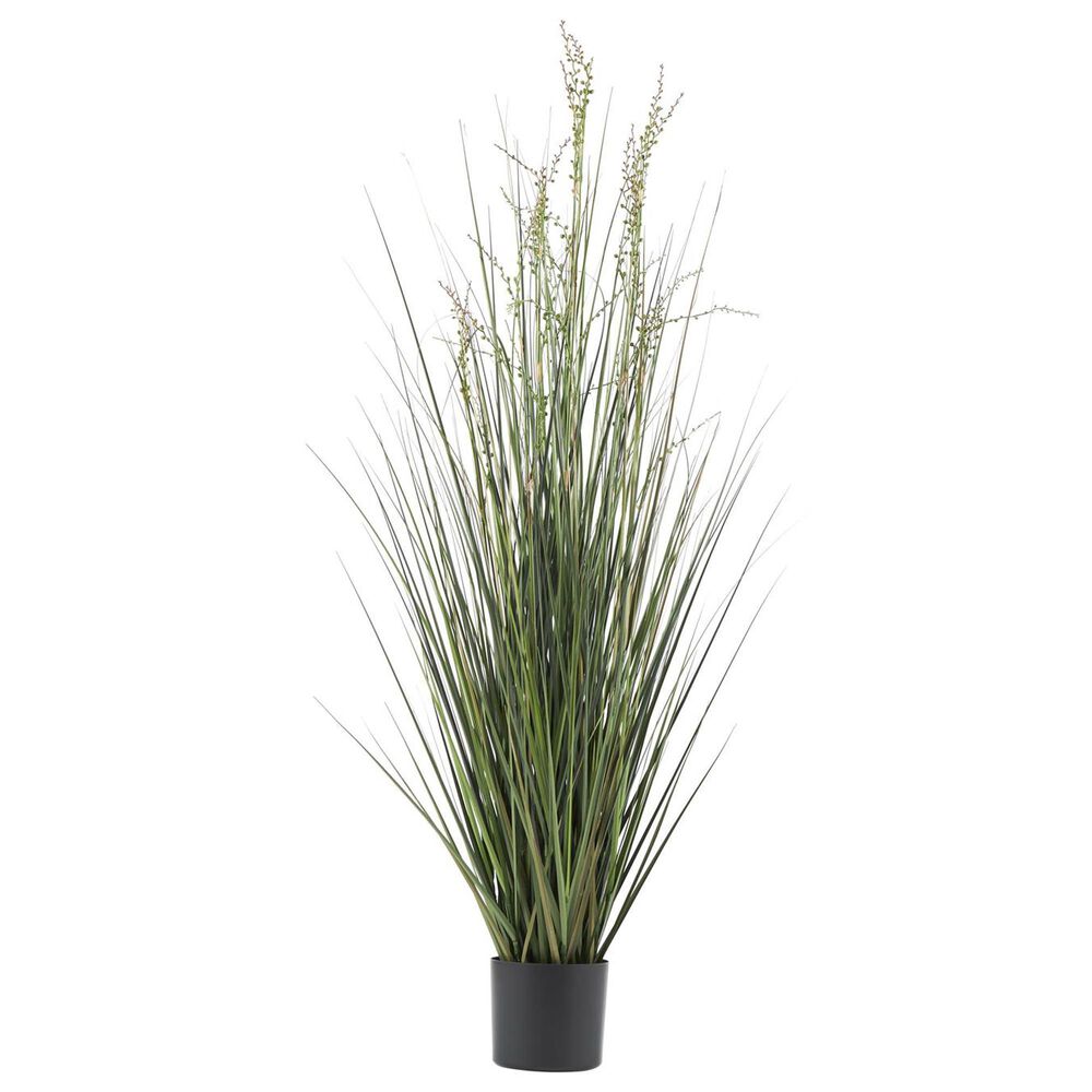 Maple and Jade 60&quot; Indoor/Outdoor Tall Artificial Onion Grass with Black Plastic Pot in Green, , large