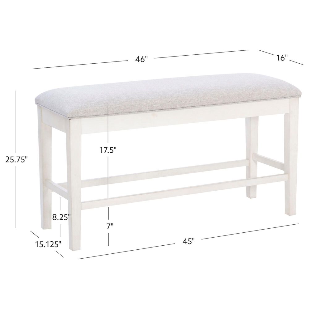 Linon Home Decor Marcum Counter Bench with Grey Cushion in Cream, , large