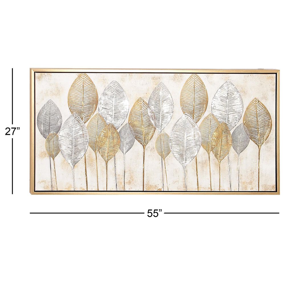 Maple and Jade 27&quot; x 55&quot; Framed Wall Art in Gold, Silver and White, , large