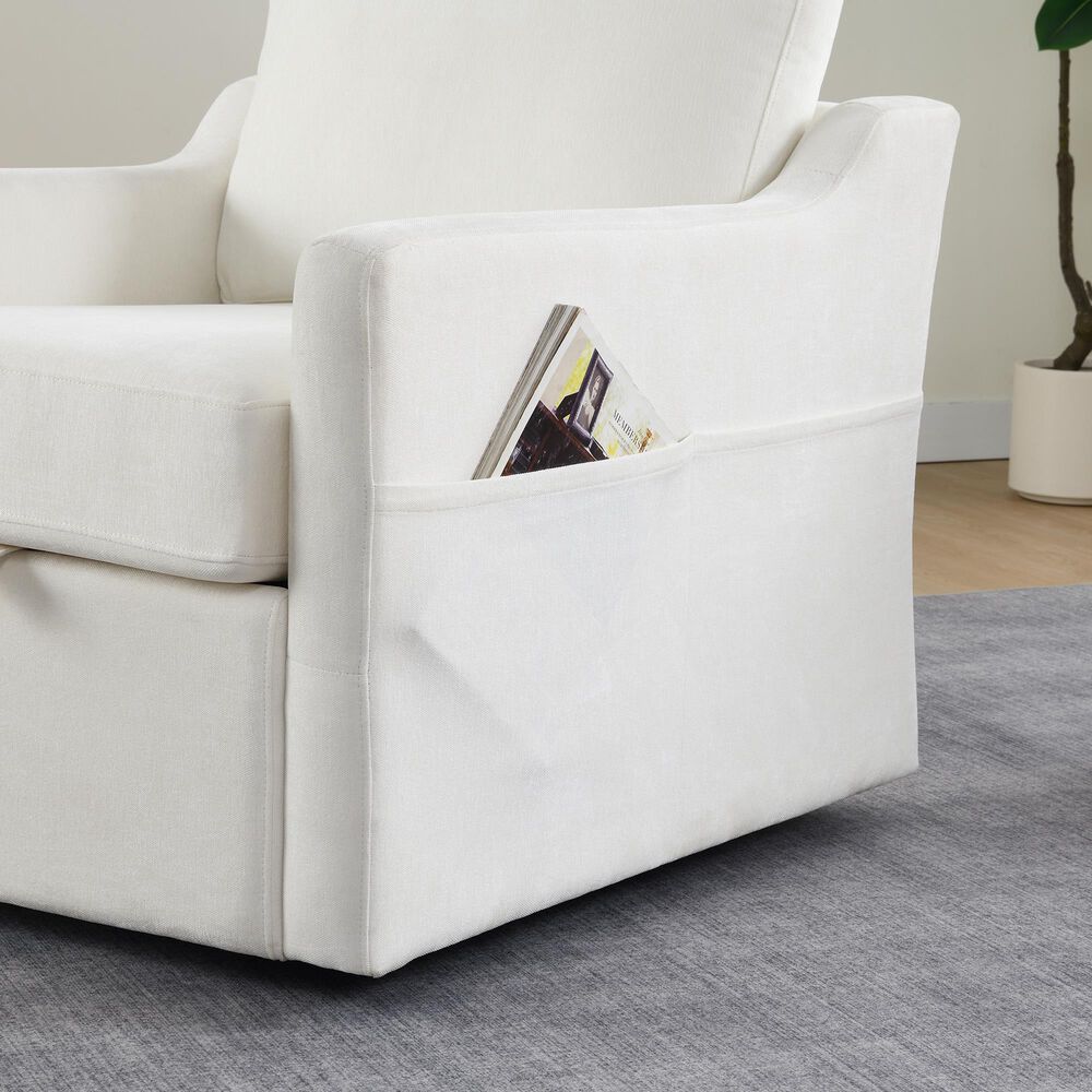 Hearth and Haven Swivel Arm Chair with USB Type-C Ports in White, , large