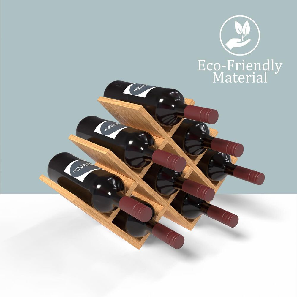 HOMLUX Modern Lattice 8-Bottle Bamboo Countertop Wine Rack in Natural, , large