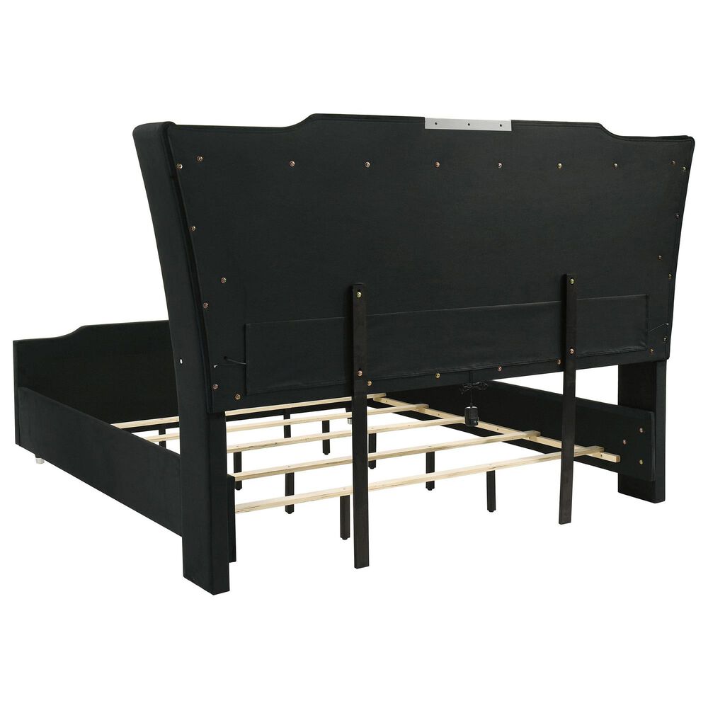 Pacific Landing Lorient King Upholstered Wingback Bed in Black, , large