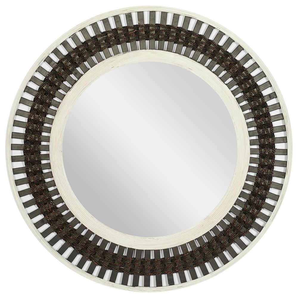 Maple and Jade 36" Round Wall Mirror in Black, White and Red, , large