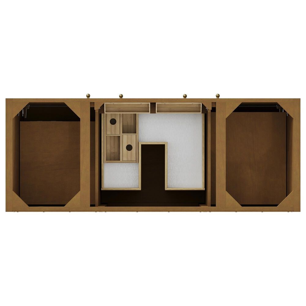James Martin Hudson 60" Single Bathroom Vanity in Honey Oak with 3 cm Carrara Marble Top and Rectangular Sink, , large