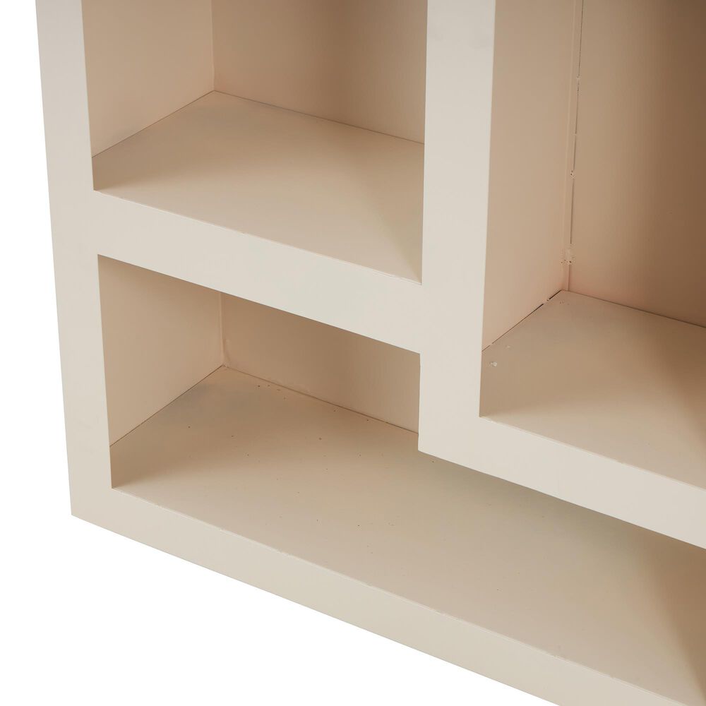 Maple and Jade 5-Shelf Geometric Storage Shelving Unit in Matte Cream, , large