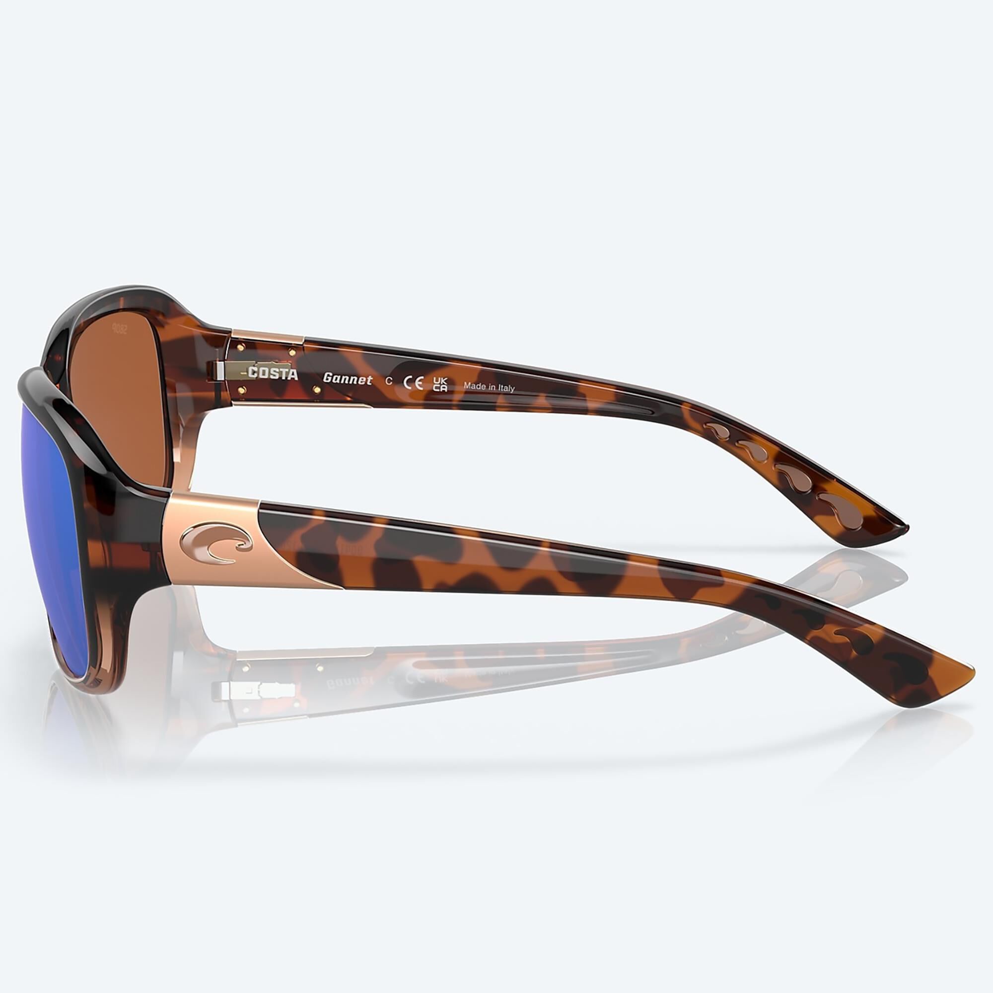 Costa Gannet Sunglasses with Green Mirror Lenses in Shiny Tortoise