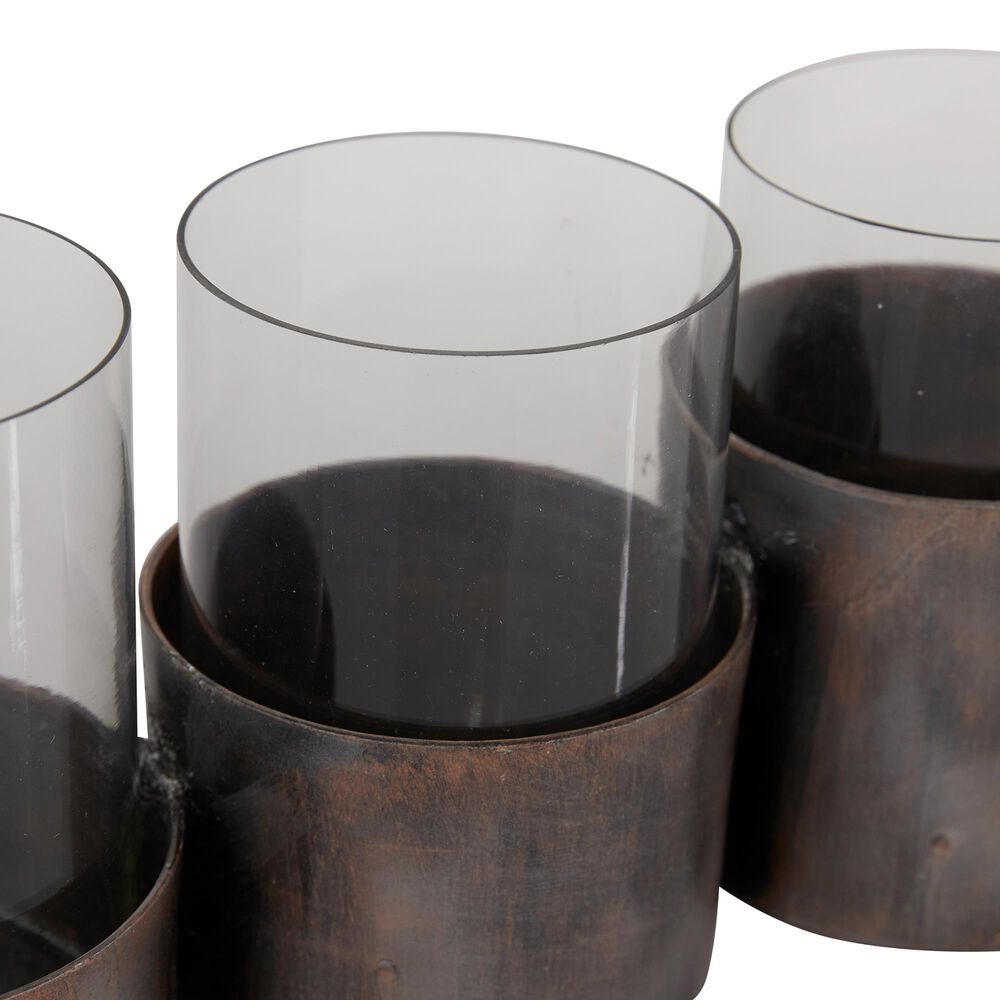 Maple and Jade Modern Candle Holder in Distressed Black, , large
