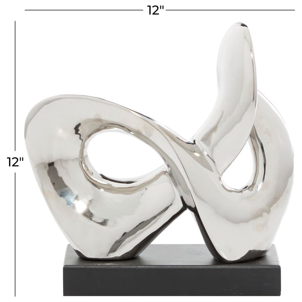 Maple and Jade 12&quot; Abstract Infinity-Shaped Sculpture in Silver and Black, , large