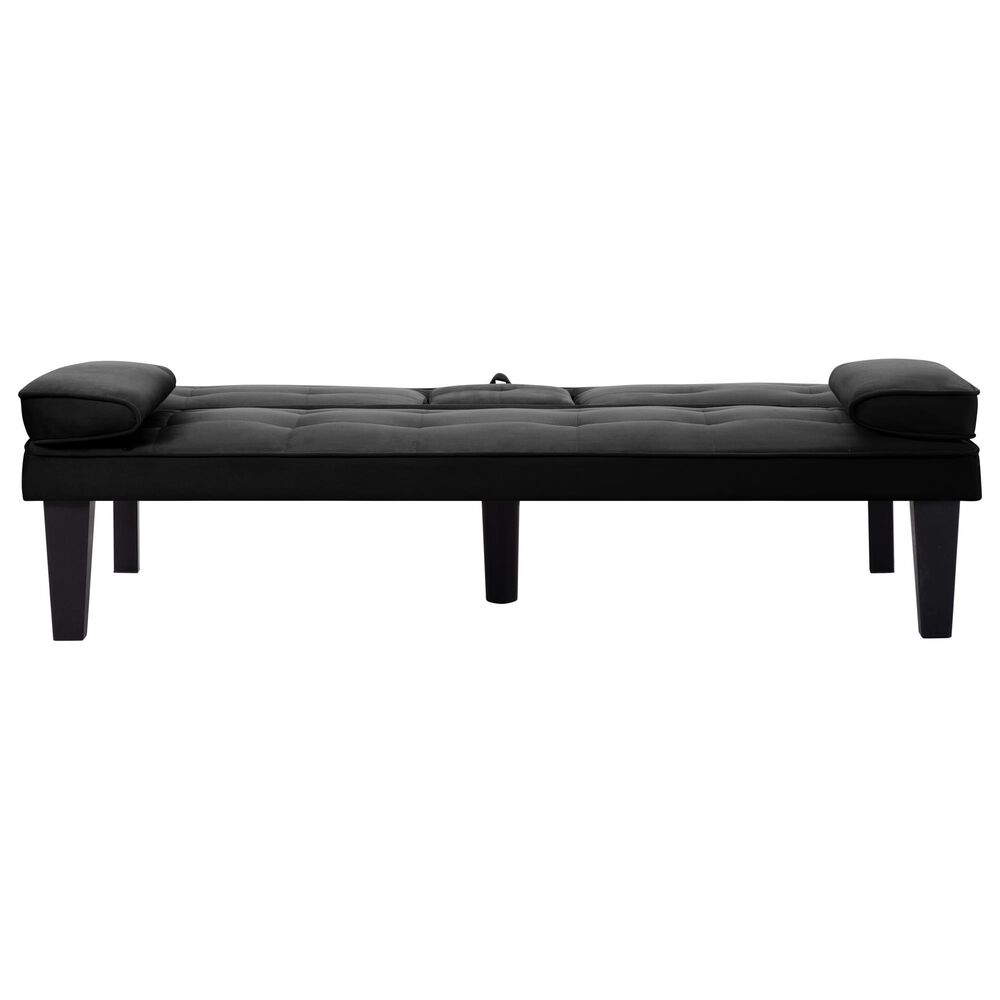 HOMLUX 65" Futon Sleeper Sofa Bed with Adjustable Backrest and Cup Holders in Black, , large